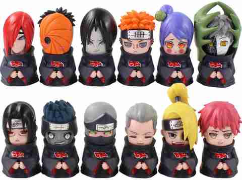 kawaii kart Naruto Akatsuki Action Chibi Figures Set Of 12 Gift