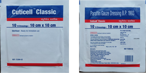 cuticell classic paraffin gauze dressing Cuticell Classic Paraffin Gauze Dressing 10cm x 10cm: Buy packet of 10.0  gauzes at best price in India