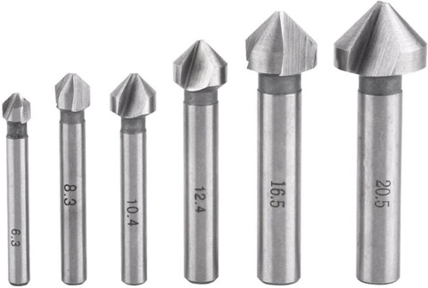 ATOZTOOLS 6PCS Round Shank 3 Flute 90 Degree HSS Chamfer Chamfering ...