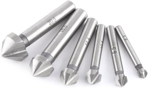 ATOZTOOLS 6PCS Round Shank 3 Flute 90 Degree HSS Chamfer Chamfering ...