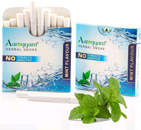 Aarogyam Herbals Tobacco & Nicotine Free Cigarette for Relieve Stres ( Mint  Flavour - 10 Sticks ) Smoking Cessations Price in India