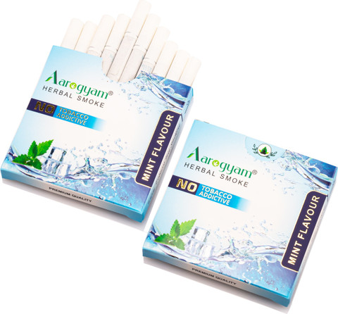 Aarogyam Herbals Tobacco & Nicotine Free Cigarette for Relieve Stres ( Mint  Flavour - 10 Sticks ) Smoking Cessations Price in India