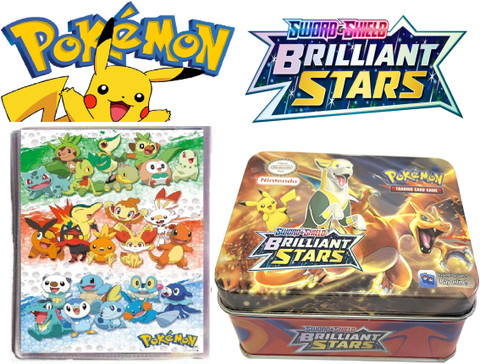 CrazyBuy Pokémon Sword & Shield Brilliant Stars tin with cards