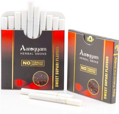 aarogyam herbal cigarettes Aarogyam Herbals Tobacco & Nicotine Free Cigarette for Relieve Stress  (Sweet Supari Flavour ) Smoking Cessations Price in India