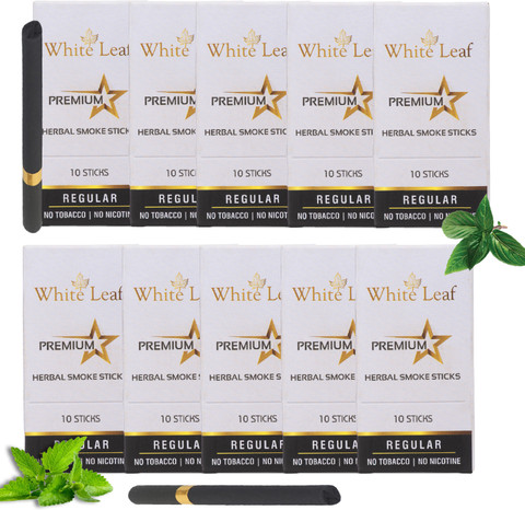 White Leaf Premium Herbal Cigarettes Tobacco and Nicotine Free(100 Sticks)  Regular Flavour Smoking Cessations Price in India