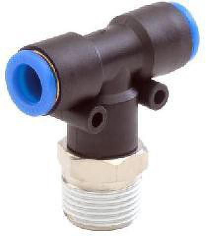 Janatics Pneumatic Tee Threaded-To-Tube Adapter, 1/4 Male, 6mm