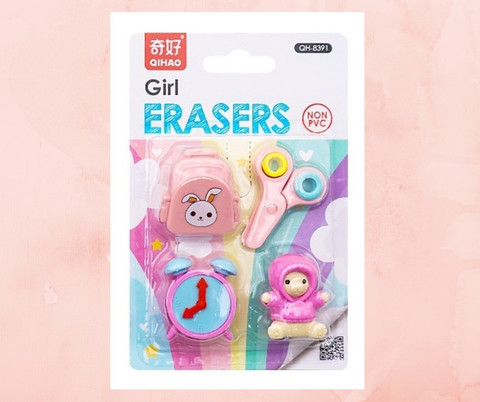 IScholar Pink Erasers 2 Pack - Latex Free Smudge Resistant School Erasers