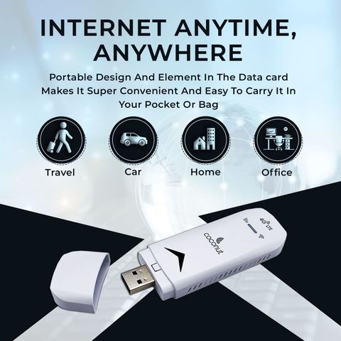 COCONUT Konnect 4G Dongle with All SIM Support | Plug & Play 4G Data ...