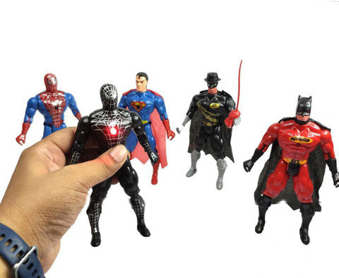 QBIC Action Figure Set of 5 Combo / Spiderman, Superman, Batman