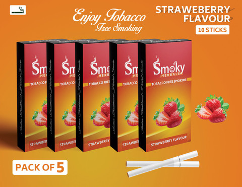 Smoky Herbals Strawberry Flavour 100% Tobacco & Nicotine Free Cigarette -  (50 Sticks) Smoking Cessations Price in India - Buy Smoky Herbals  Strawberry Flavour 100% Tobacco & Nicotine Free Cigarette