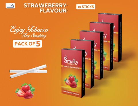 Smoky Herbals Strawberry Flavour 100% Tobacco & Nicotine Free Cigarette -  (50 Sticks) Smoking Cessations Price in India - Buy Smoky Herbals Strawberry  Flavour 100% Tobacco & Nicotine Free Cigarette - (50