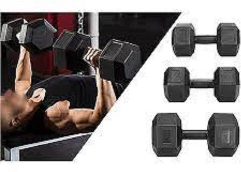 SG fitness Pair of 7.5kg Hexa Pvc Dumbbell Fixed Weight Dumbbell