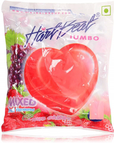 まるもち Hart ハート Fusion ワールドカップ F17 HART BEAT Jumbo Love Mixed Fruit Flavoured, Mixed Fruit Candy