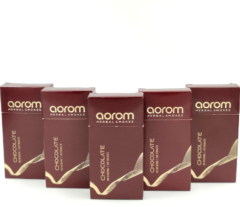 chocolate herbal cigarettes AOROM Herbal smokes-Chocolate Flavour-Pack of 5,100%Tobacco & Nicotine free  cigarettes Smoking Cessations Price in India