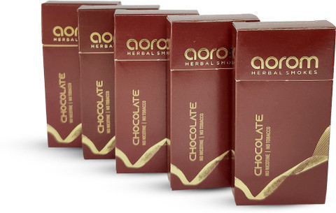 chocolate herbal cigarettes AOROM Herbal smokes-Chocolate Flavour-Pack of 5,100%Tobacco & Nicotine free  cigarettes Smoking Cessations Price in India