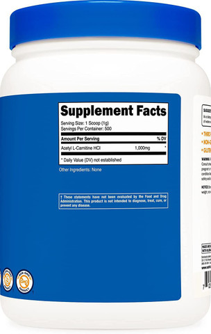 nutricost acetyl l carnitine Nutricost Acetyl L-Carnitine Powder main image 1