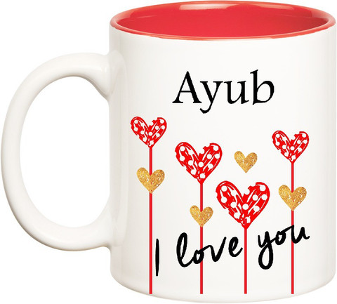 ayu☆☆LOVE(^∇^) HUPPME I Love You Ayub Inner Red (350 ml) Ceramic Coffee Mug Price