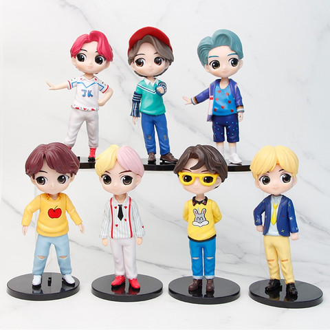 kawaii kart BTS Tiny Tan Idol Q Style Figure - Set of 7 |Toy Gift