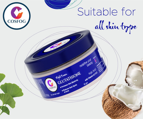 COSFOG Glutathione Skn-whitening Night Cream with Kojic Acid, Vitamin A,C&E  Coconut oil Price in India