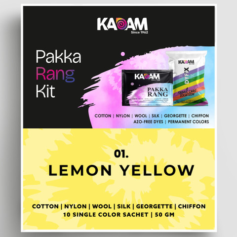 その他 C107 QUMAPON INDIGO&YELLOW KADAM Fabric Dye Colour, Shade 01 Lemon Yellow, Pack of 10 Single