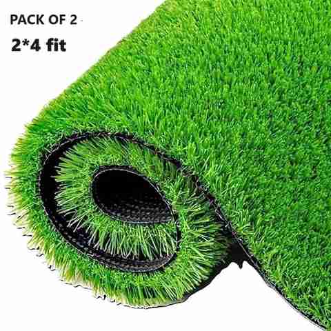 DNIVRA Green Grass Carpet Size 2X4 Feet pack of 2 Artificial Turf