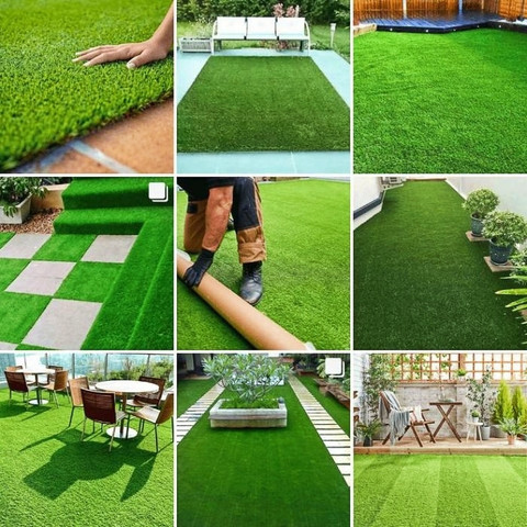 DNIVRA Green Grass Carpet Size 2X4 Feet pack of 2 Artificial Turf