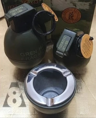 Burnex Ash Tray & Lighter 2 in 1By Burnex White, Green Stainless