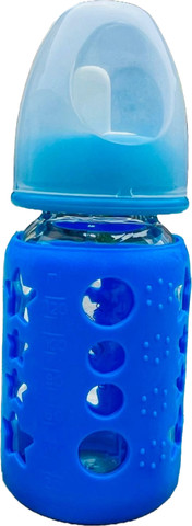 Blue Babybottle【クリスタルパワーストーン】 Organic Kidz Crystal Diamond Leak Proof Glass Bottle With Silicone