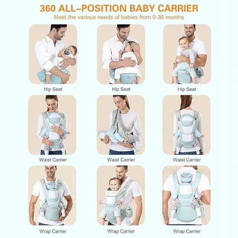 Zibuyu Ergonomic 6 in 1 Baby Carrier Wrap with 360 All Position