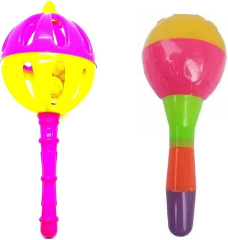 little toys colourfull Plastic jhunjuna (Set of 2 pcs) for