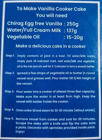 chirag Eggless Vanilla Cake Premix (Premium) Self Rising Flour