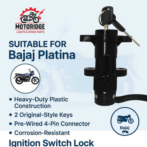 Motoridge Platina Bike Platina Ignition Lock Set with Wiring & 2