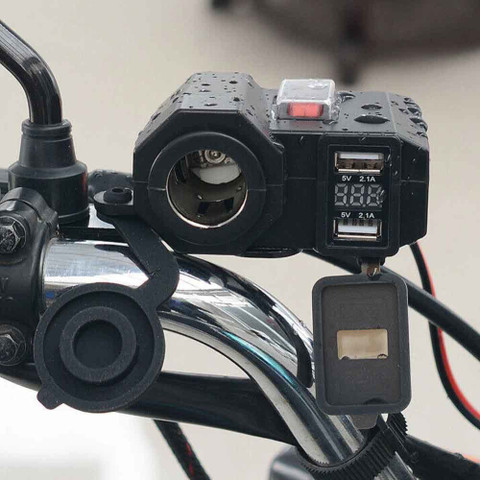 Vagary Bike Cigarette Lighter Socket Dual USB Charger LED With Voltmeter &  Switch 2.1 A Bike Mobile Charger Price in India