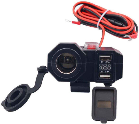 Vagary Bike Cigarette Lighter Socket Dual USB Charger LED With Voltmeter &  Switch 2.1 A Bike Mobile Charger Price in India