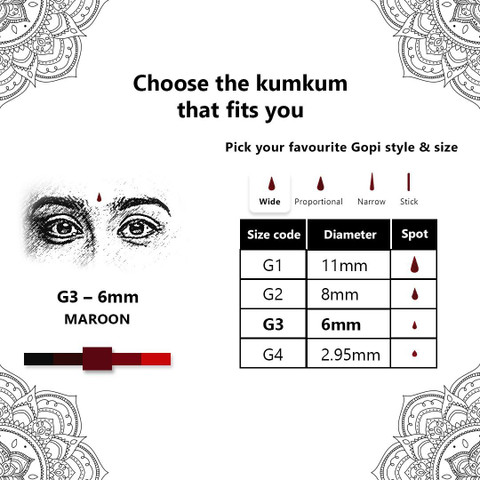 Eyetex Pallavi Sticker Kumkum, G3 - Maroon (Circle, Round) - 20