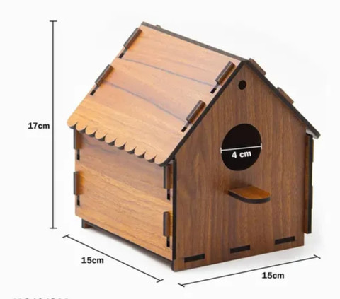 Shivucrafts Rustic Wooden Bird Shelter with Perch – Eco-Friendly