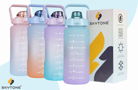 SKYTONE 1 Liter Water Bottle - Leak Proof BPA Free Tritan, Time Marker, Fruit Infuser Filter