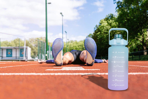 SKYTONE 1 Liter Water Bottle - Leak Proof Tritan Plastic With Time Marker, BPA Free