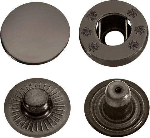 小物 WLT JUDY/CRS BTN BLACK N/S Jyoti Snap Button (100 Sets, VT - 5/12.5 mm of Brass in Black
