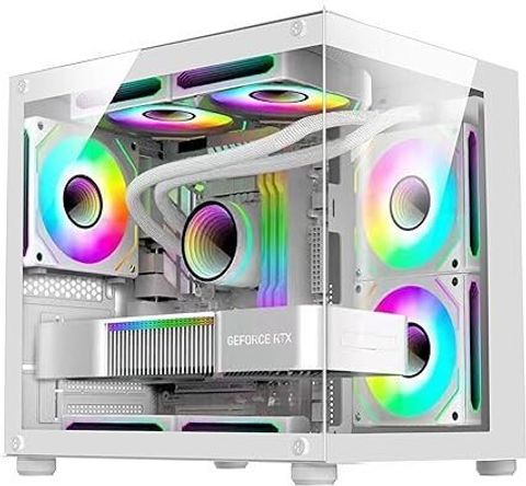 Cabinet Computer Consistent White Sniper Computer Gaming Cabinet With fixed 7 color fan ...
