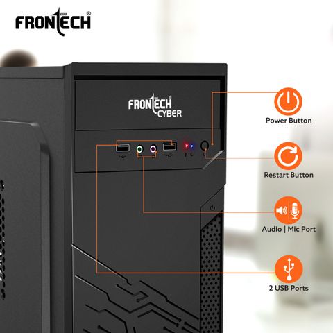 Frontech Computer Case Frontech CYBER Silver Range Computer Case | 2 x USB 2.0 | Front Audio ...