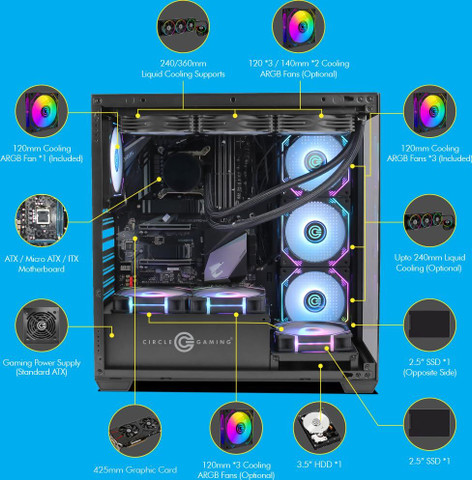 CIRCLE CT GAMING DEFENDER ZX1 ARGB FULL TOWER Cabinet with USB 2.0
