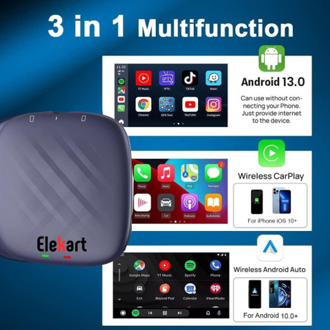 elekart Android 13 CarPlay Ai Box Ultra, 8GB+128GB, Car Stereo