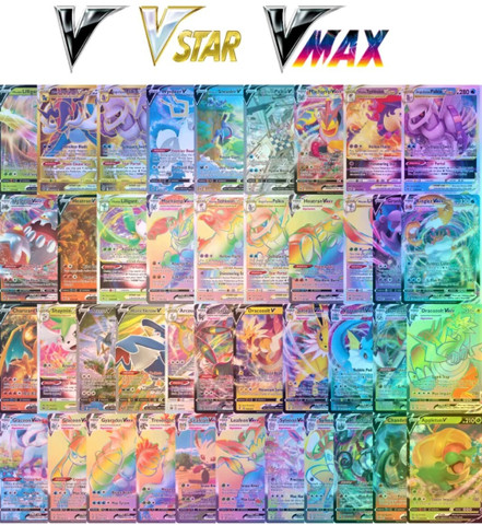 Thrifx Pokemonne cards 100 PCs Vmax Vstar V Gx Basic Cards Booster Box Packs  - Pokemonne cards 100 PCs Vmax Vstar V Gx Basic Cards Booster Box Packs .  Buy Asshh-Kecchumm toys