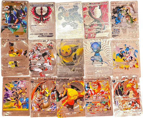 original gold pokemon cards 110 Pcs Pokemon Cards Metal Gold