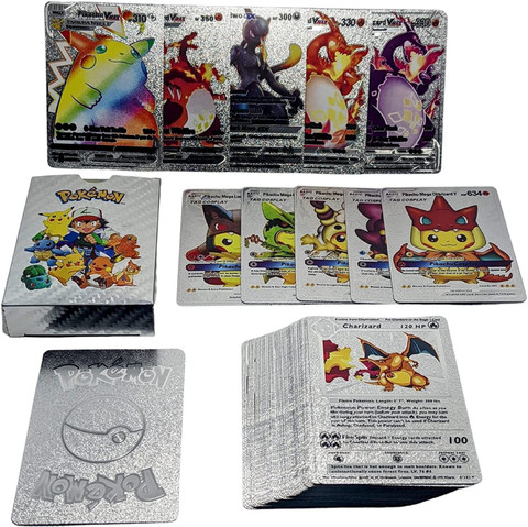 MOONZA Pokemon Cards Shinning Silver Plastic Cards V Series Vmax Gx Playing  Card - Pokemon Cards Shinning Silver Plastic Cards V Series Vmax Gx Playing  Card . Buy Silver Pokemon Luxury Card