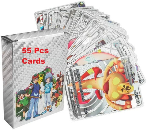 Toy Street 55pcs Silver Pokemon TCG Card Box V Series Vmax Gx Playing Card  - 55pcs Silver Pokemon TCG Card Box V Series Vmax Gx Playing Card . shop  for Toy Street