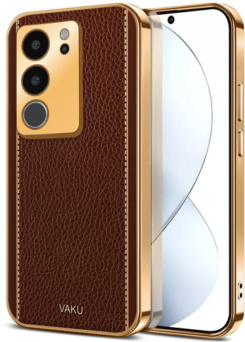 WBWONE Custodia A Libro In Pelle PU Con Magnetica Per VIVO V29 Lite 5G – Portafoglio Con 3 Slot Per Carte E Tasca, Funzione Stand, Marrone - 3