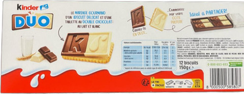 Kinder Duo Chocolate Milk Biscuits - Pack Of 12, 150g, Creamy Milk & White Chocolate Treats