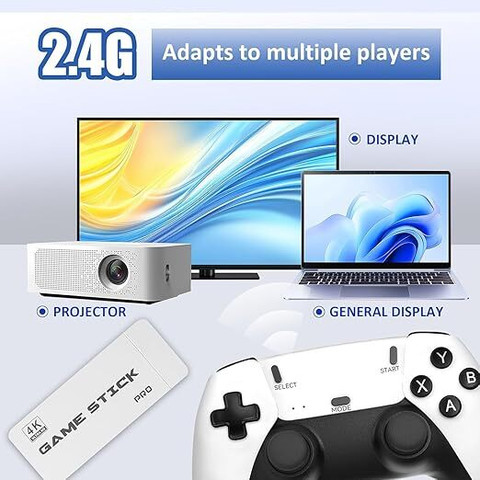 Game Stick 2.4G Wireless Retro Game Console with 4K HDMI, Built-in